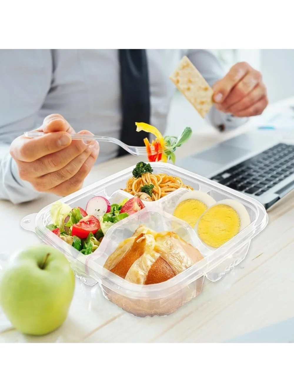 50 Pack Bento Snack Containers | 4 Compartment Lunch Box for Meal Prep & Snacks